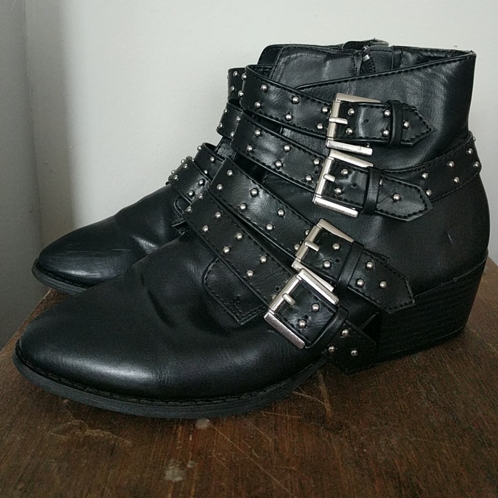 Black studded ankle boots